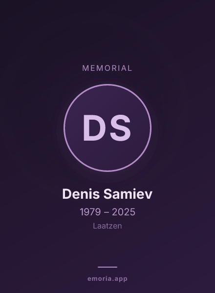 Memorial portrait of Denis Samiev