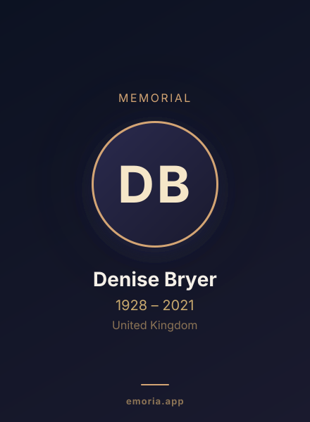 Memorial portrait of Denise Bryer