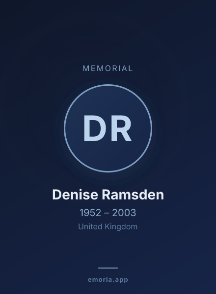 Memorial portrait of Denise Ramsden