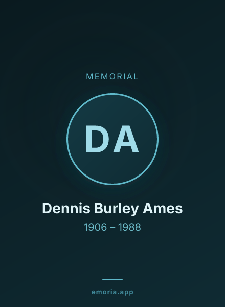 Memorial portrait of Dennis Burley Ames
