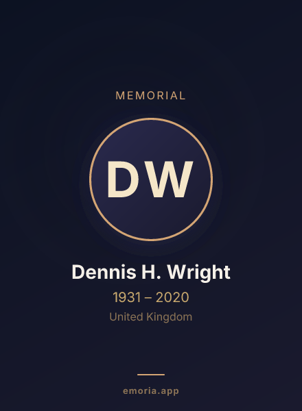 Memorial portrait of Dennis H. Wright