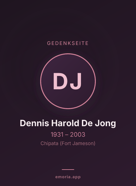 Gedenkportrait von Dennis Harold De Jong