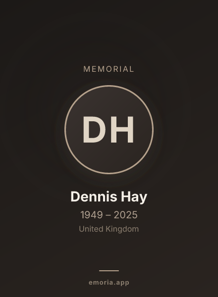 Memorial portrait of Dennis Hay