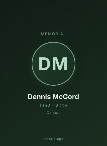 Memorial portrait of Dennis McCord
