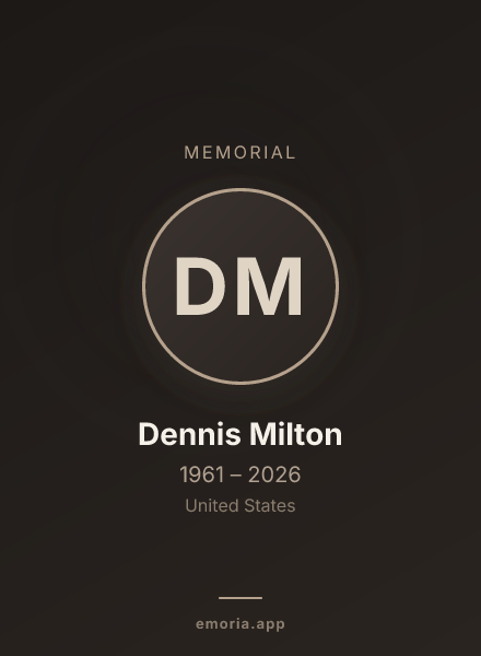 Memorial portrait of Dennis Milton