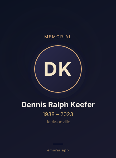 Memorial portrait of Dennis Ralph Keefer