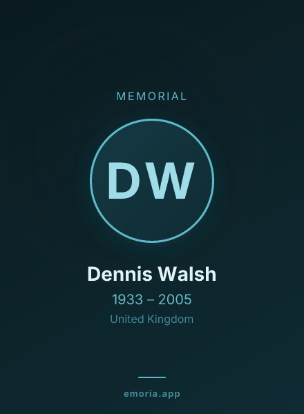 Memorial portrait of Dennis Walsh