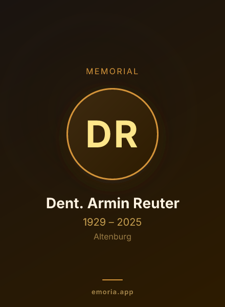 Memorial portrait of Dr. med. Dent. Armin Reuter