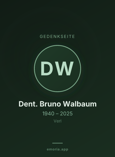Gedenkportrait von Dr. med. Dent. Bruno Walbaum