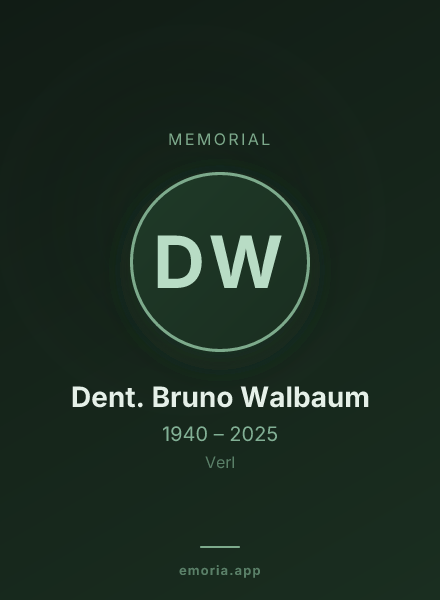 Memorial portrait of Dr. med. Dent. Bruno Walbaum