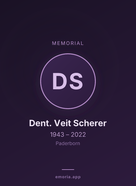 Memorial portrait of Dr. med. Dent. Veit Scherer