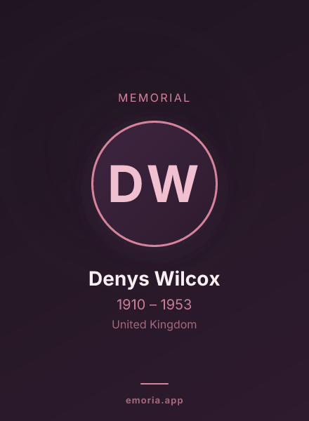 Memorial portrait of Denys Wilcox