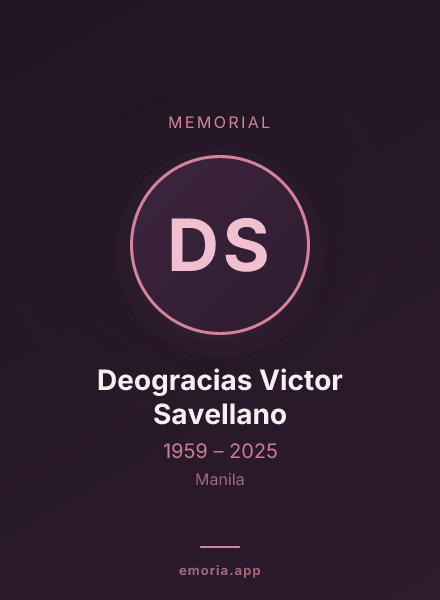 Memorial portrait of Deogracias Victor Savellano
