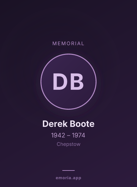 Memorial portrait of Derek Boote