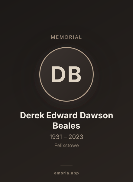 Memorial portrait of Derek Edward Dawson Beales