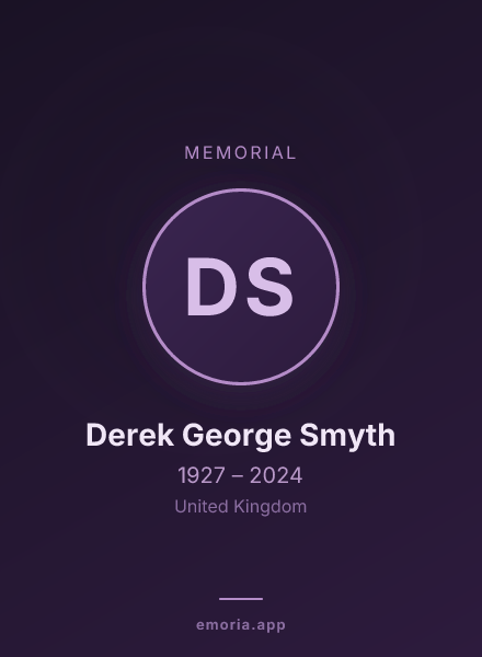 Memorial portrait of Derek George Smyth