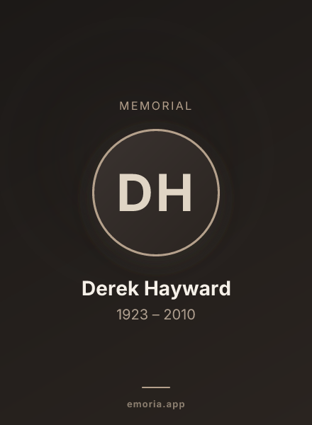 Memorial portrait of Derek Hayward
