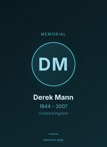 Memorial portrait of Derek Mann