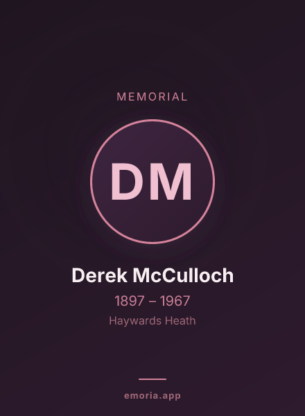 Memorial portrait of Derek McCulloch