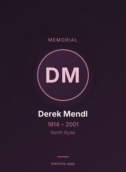 Memorial portrait of Derek Mendl