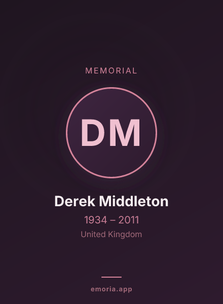 Memorial portrait of Derek Middleton
