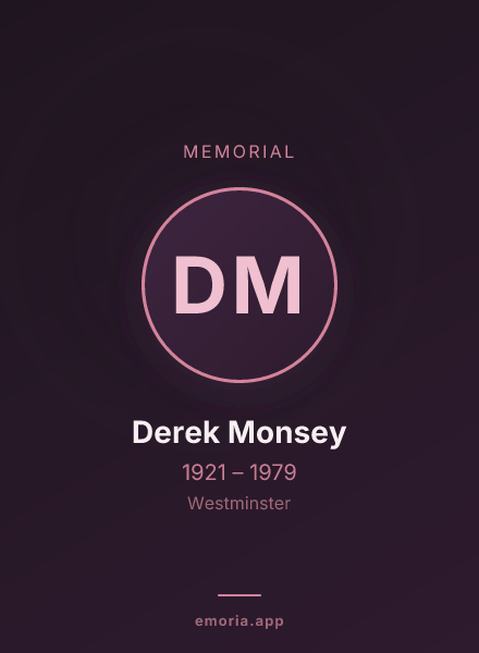 Memorial portrait of Derek Monsey