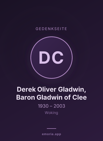 Gedenkportrait von Derek Oliver Gladwin, Baron Gladwin of Clee