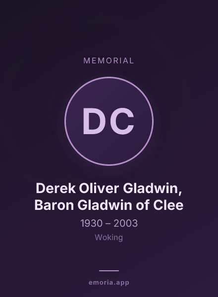 Memorial portrait of Derek Oliver Gladwin, Baron Gladwin of Clee