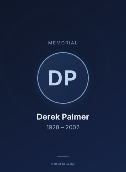 Memorial portrait of Derek Palmer