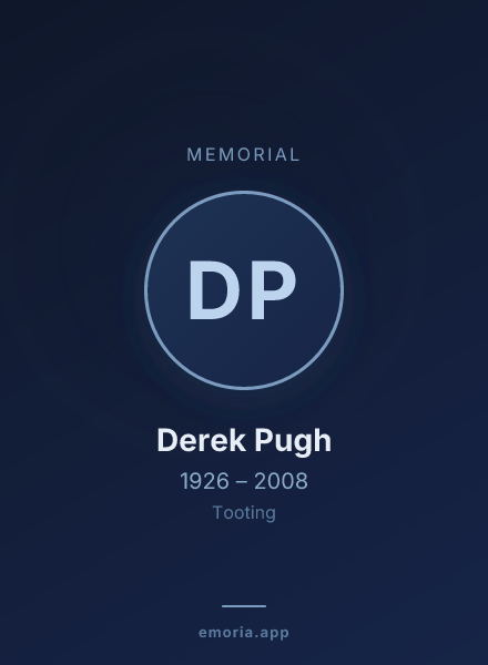 Memorial portrait of Derek Pugh
