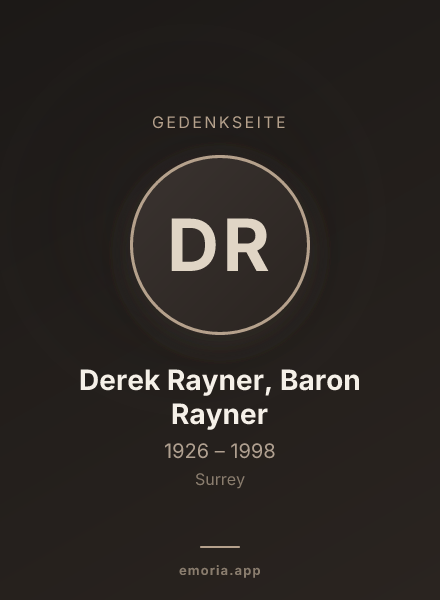 Gedenkportrait von Derek Rayner, Baron Rayner