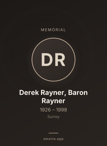 Memorial portrait of Derek Rayner, Baron Rayner