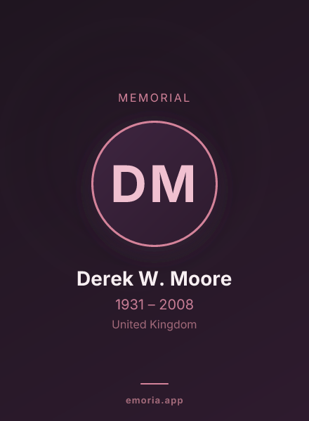 Memorial portrait of Derek W. Moore