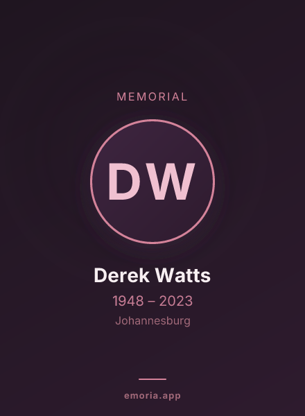Memorial portrait of Derek Watts