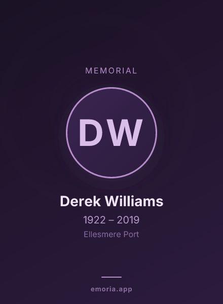 Memorial portrait of Derek Williams