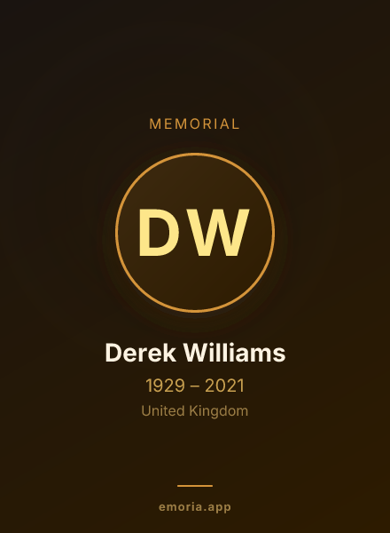 Memorial portrait of Derek Williams