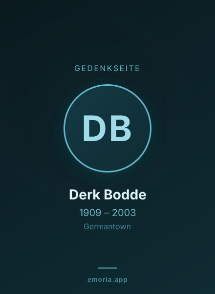 Gedenkportrait von Derk Bodde
