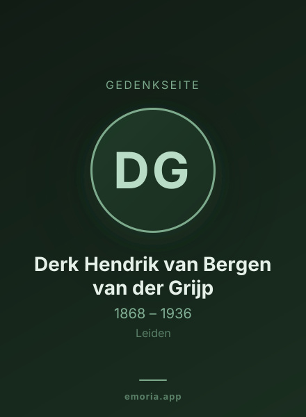 Gedenkportrait von Derk Hendrik van Bergen van der Grijp
