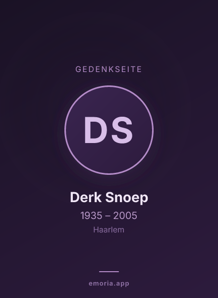 Gedenkportrait von Derk Snoep