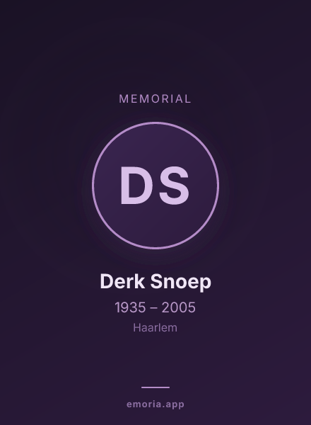Memorial portrait of Derk Snoep