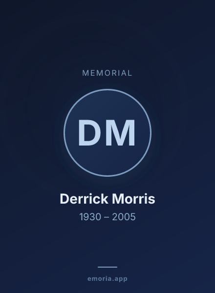Memorial portrait of Derrick Morris