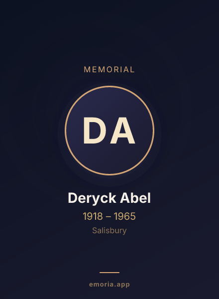 Memorial portrait of Deryck Abel