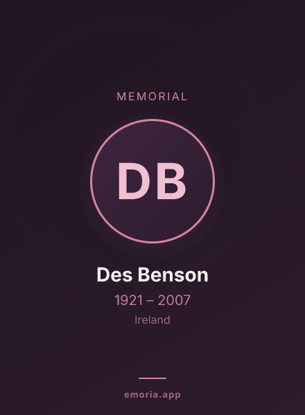 Memorial portrait of Des Benson