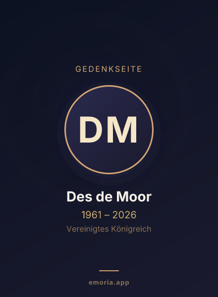 Gedenkportrait von Des de Moor