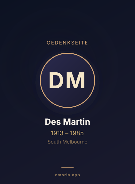 Gedenkportrait von Des Martin