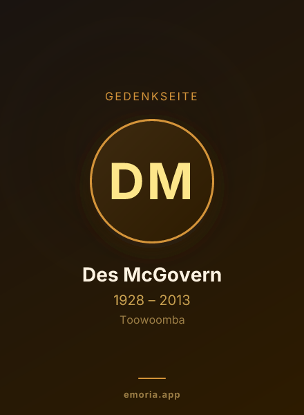 Gedenkportrait von Des McGovern