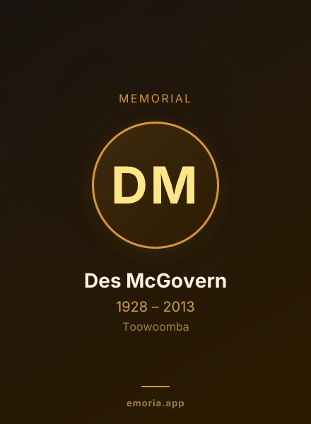 Memorial portrait of Des McGovern