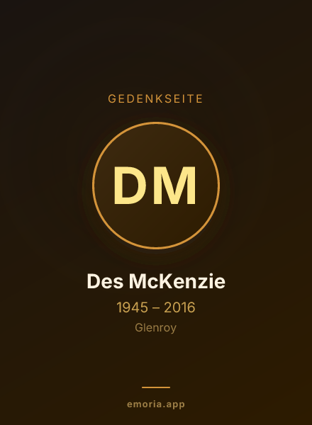 Gedenkportrait von Des McKenzie