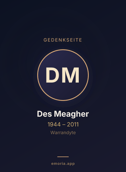 Gedenkportrait von Des Meagher