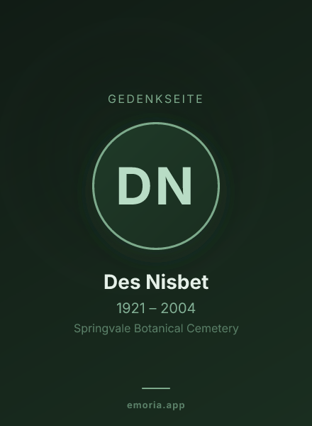 Gedenkportrait von Des Nisbet